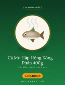 Cá Mú Hấp Hồng Kông — Phần 400g — Delimarket, Cá mú hấp kiểu Hồng Kông — sơ chế và nêm sẵn, về nhà hấp 12 phút là xong.
